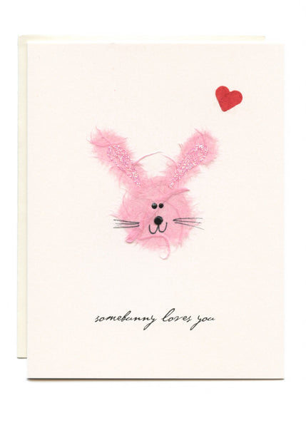 Somebunny Loves You Pink Bunny with Heart – Flaunt Cards